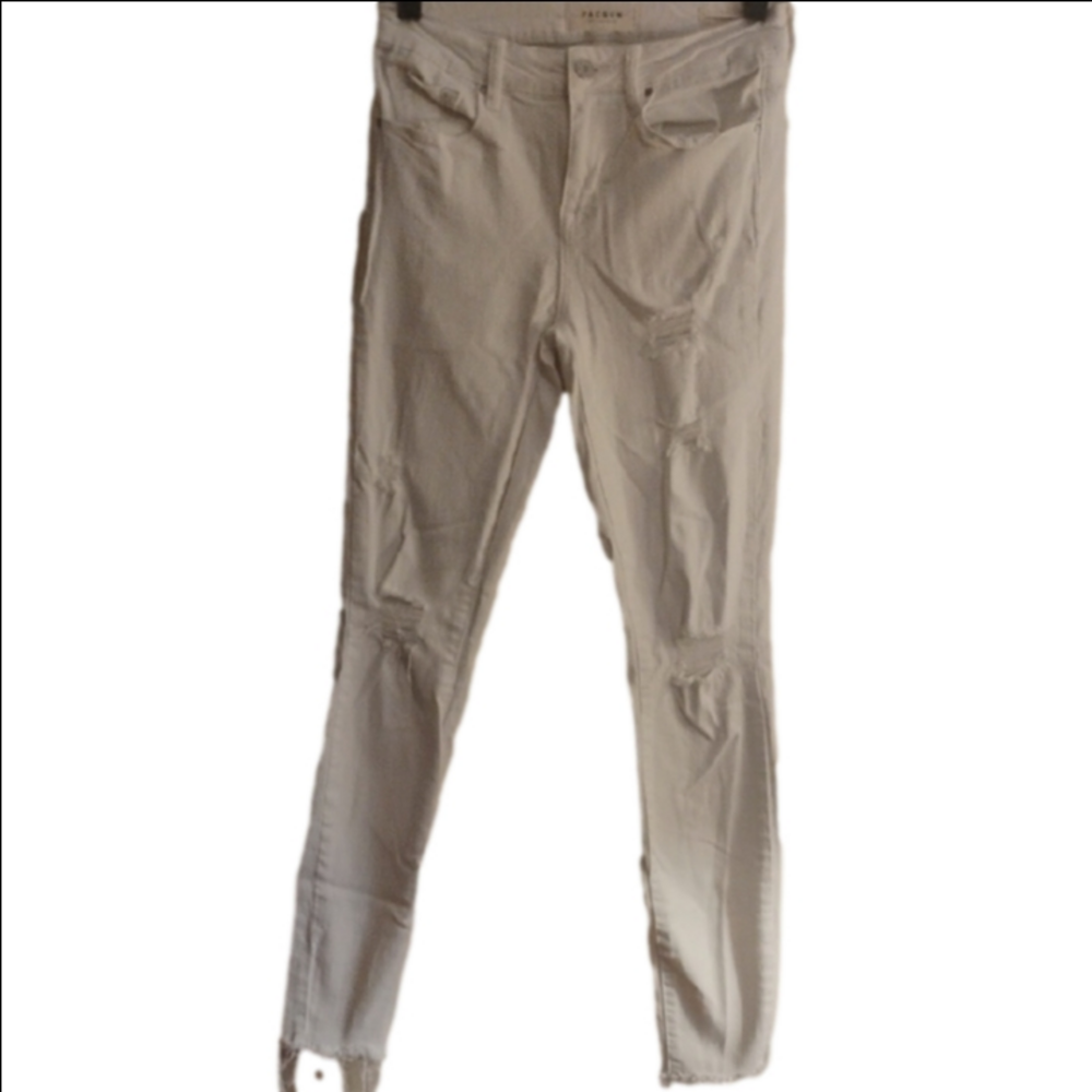 PacSun White Denim Jeans, Mid Rise Skinniest Ankle. Size 25.